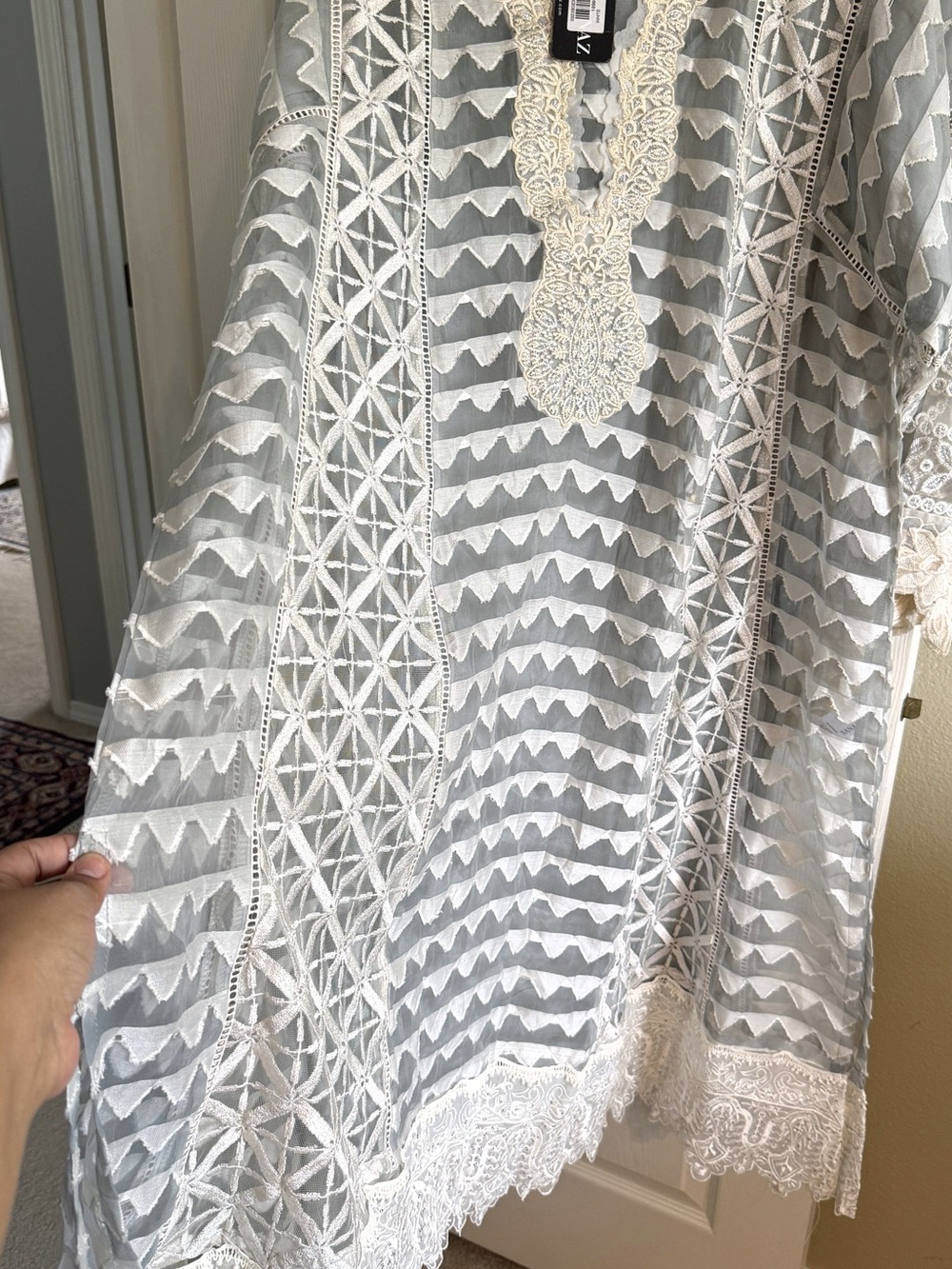 Sana Safinaz Embroidered Net Tunic + Slip — Size XL — NWT